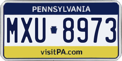 PA license plate MXU8973