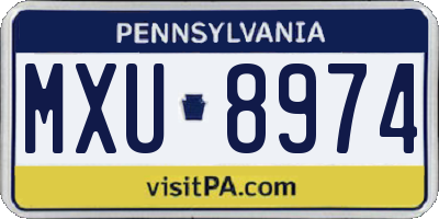 PA license plate MXU8974