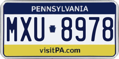 PA license plate MXU8978