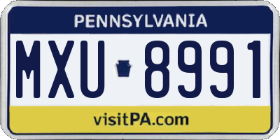 PA license plate MXU8991