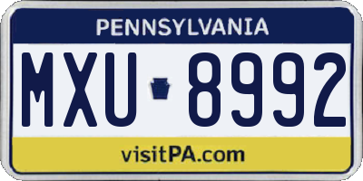 PA license plate MXU8992