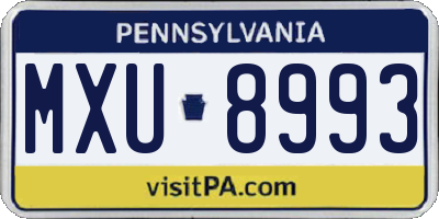 PA license plate MXU8993