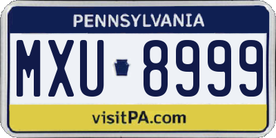 PA license plate MXU8999