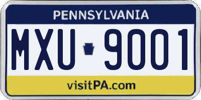 PA license plate MXU9001