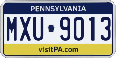 PA license plate MXU9013
