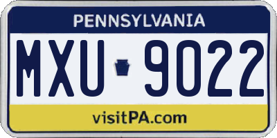 PA license plate MXU9022