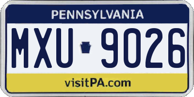 PA license plate MXU9026