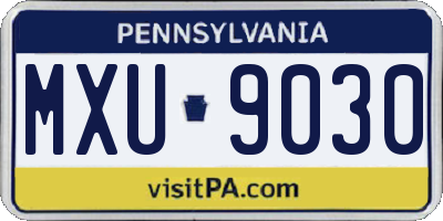 PA license plate MXU9030