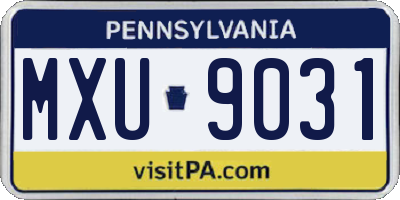 PA license plate MXU9031