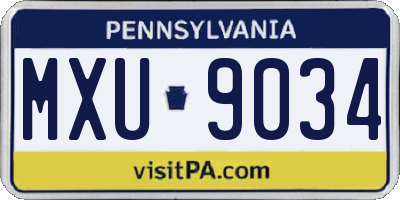PA license plate MXU9034