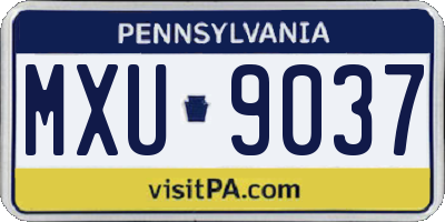 PA license plate MXU9037