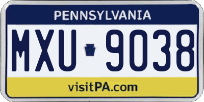 PA license plate MXU9038