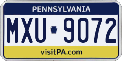 PA license plate MXU9072