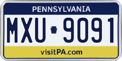 PA license plate MXU9091