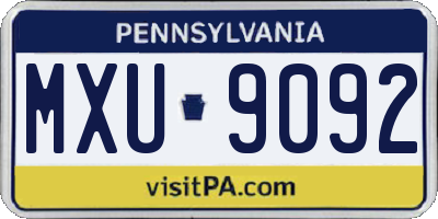 PA license plate MXU9092