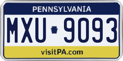 PA license plate MXU9093