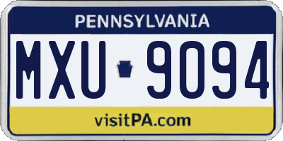 PA license plate MXU9094