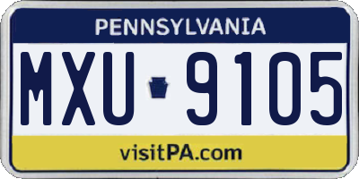 PA license plate MXU9105