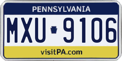 PA license plate MXU9106
