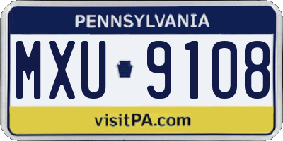 PA license plate MXU9108