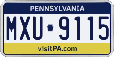 PA license plate MXU9115