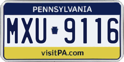 PA license plate MXU9116