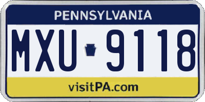 PA license plate MXU9118