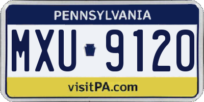 PA license plate MXU9120