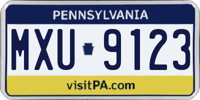 PA license plate MXU9123