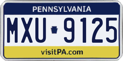 PA license plate MXU9125