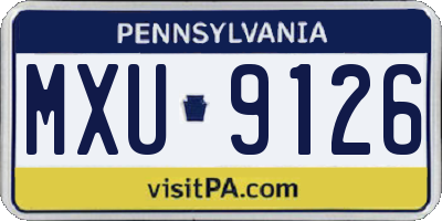 PA license plate MXU9126