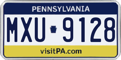 PA license plate MXU9128