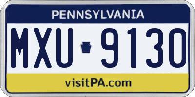 PA license plate MXU9130