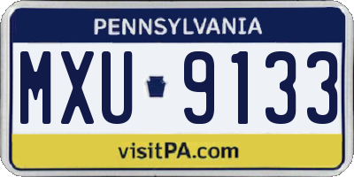PA license plate MXU9133