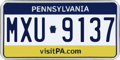 PA license plate MXU9137