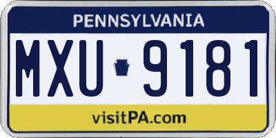 PA license plate MXU9181