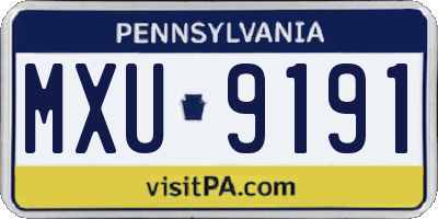 PA license plate MXU9191