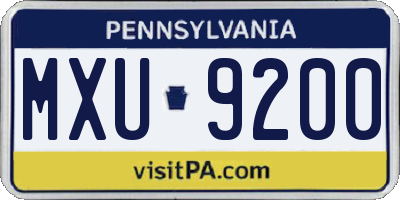 PA license plate MXU9200