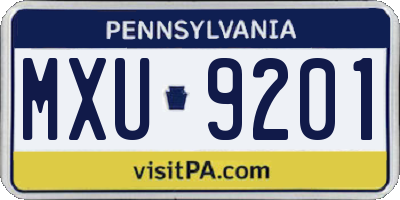 PA license plate MXU9201