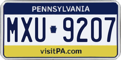 PA license plate MXU9207