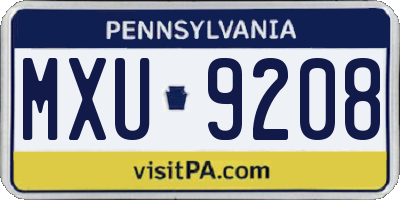 PA license plate MXU9208