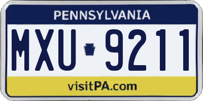 PA license plate MXU9211