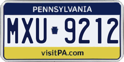 PA license plate MXU9212