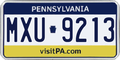 PA license plate MXU9213