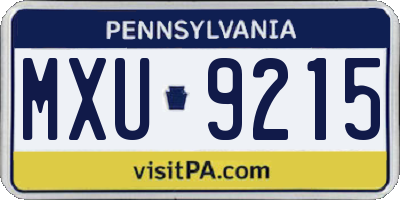 PA license plate MXU9215