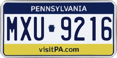 PA license plate MXU9216
