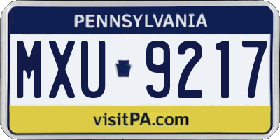 PA license plate MXU9217