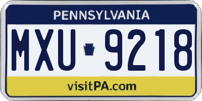PA license plate MXU9218
