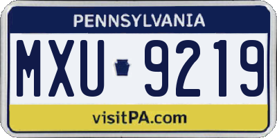 PA license plate MXU9219