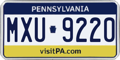 PA license plate MXU9220